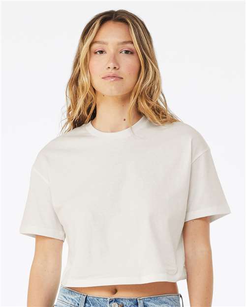 Bella + Canvas 6482 Women's Cropped Pullover Hoodie - Vintage White - Front