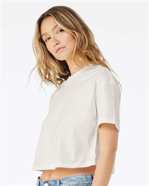 Bella + Canvas 6482 Women's Cropped Pullover Hoodie - Vintage White - Side