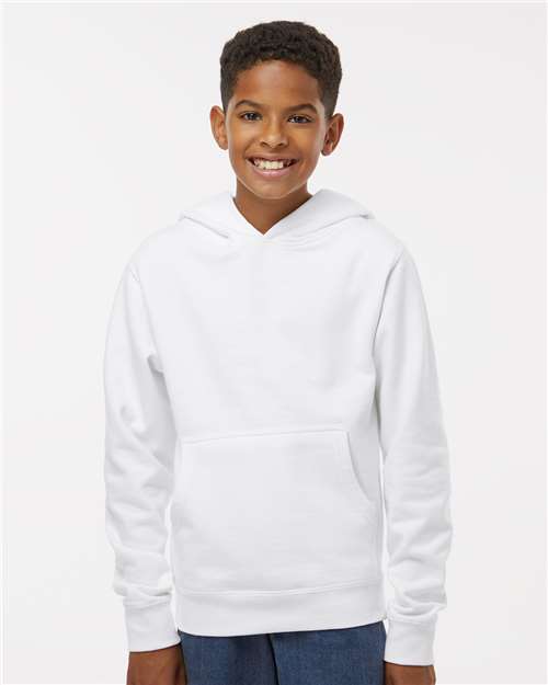 Youth Midweight Hoodie — Kids Pullover Sweatshirt [XS-XL] - White - Front