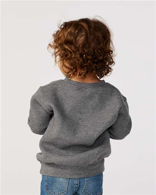Toddler Crewneck Sweatshirt — Soft Fleece Kids Pullover - Granite Heather - Back