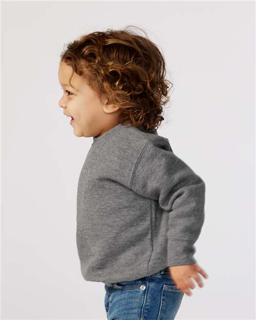 Toddler Crewneck Sweatshirt — Soft Fleece Kids Pullover - Granite Heather - Side