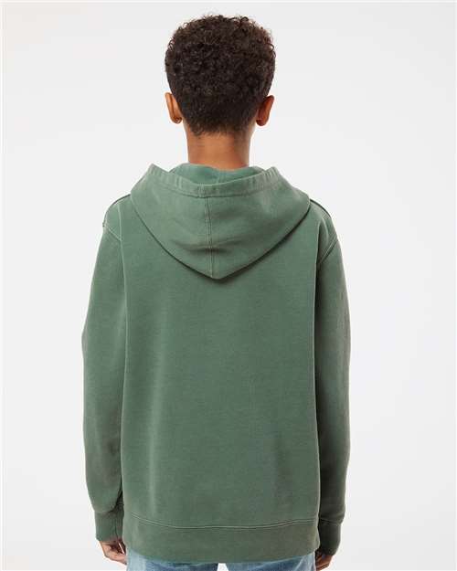 Youth Pigment-Dyed Hoodie — Kids Pullover Sweatshirt - Pigment Alpine Green - Back