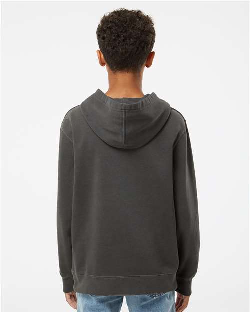 Youth Pigment-Dyed Hoodie — Kids Pullover Sweatshirt - Pigment Black - Back