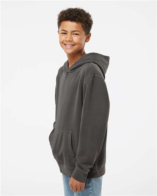 Youth Pigment-Dyed Hoodie — Kids Pullover Sweatshirt - Pigment Black - Side