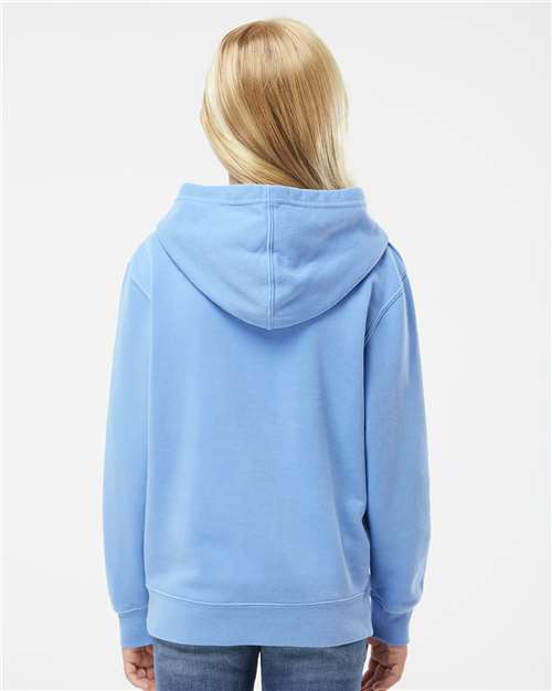Youth Pigment-Dyed Hoodie — Kids Pullover Sweatshirt - Pigment Light Blue - Back
