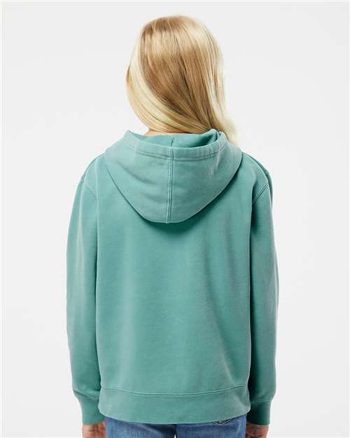 Youth Pigment-Dyed Hoodie — Kids Pullover Sweatshirt - Pigment Mint - Back