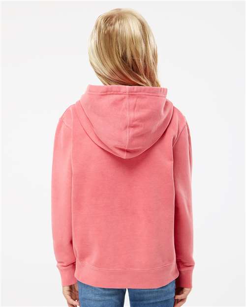 Youth Pigment-Dyed Hoodie — Kids Pullover Sweatshirt - Pigment Pink - Back