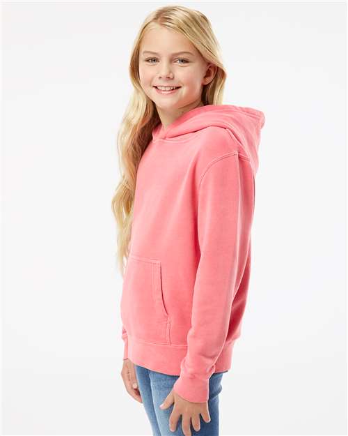 Youth Pigment-Dyed Hoodie — Kids Pullover Sweatshirt - Pigment Pink - Side