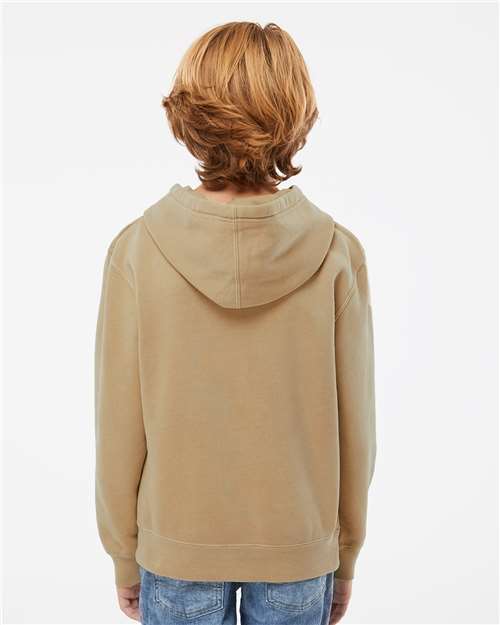 Youth Pigment-Dyed Hoodie — Kids Pullover Sweatshirt - Pigment Sandstone - Back