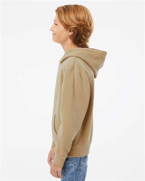 Youth Pigment-Dyed Hoodie — Kids Pullover Sweatshirt - Pigment Sandstone - Side