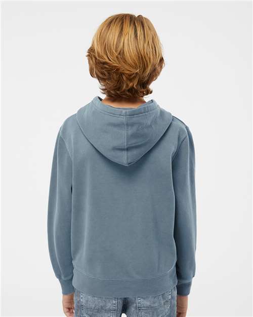 Youth Pigment-Dyed Hoodie — Kids Pullover Sweatshirt - Pigment Slate Blue - Back