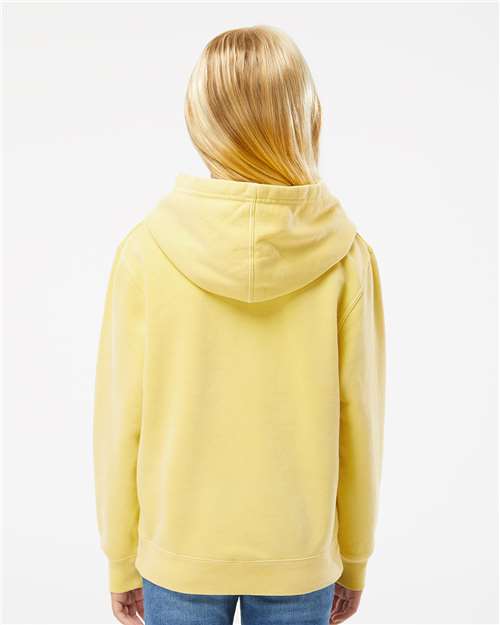 Youth Pigment-Dyed Hoodie — Kids Pullover Sweatshirt - Pigment Yellow - Back