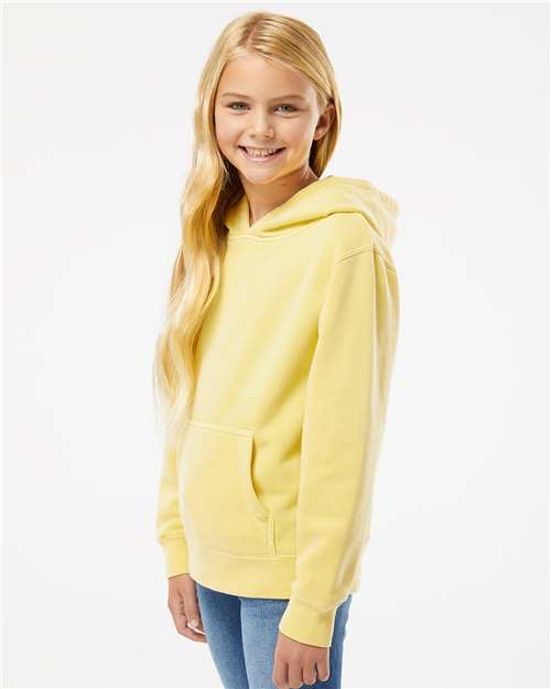 Youth Pigment-Dyed Hoodie — Kids Pullover Sweatshirt - Pigment Yellow - Side