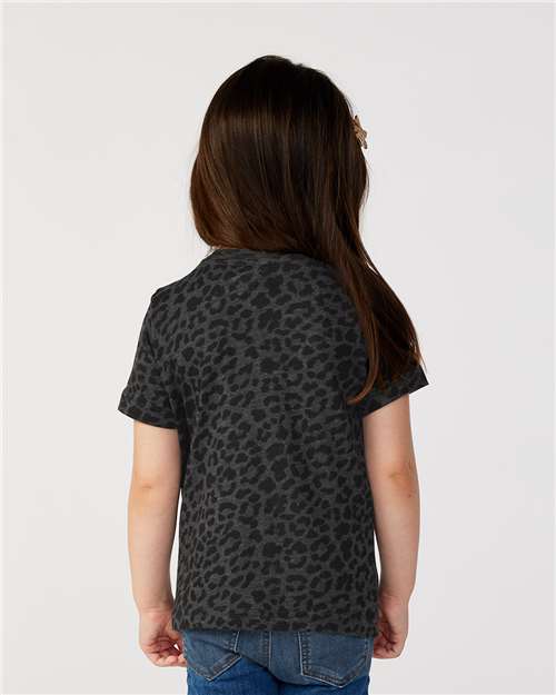 Toddler Fine Jersey T-Shirt — Soft Kids Tee [2T-5T] - Black Leopard - Back