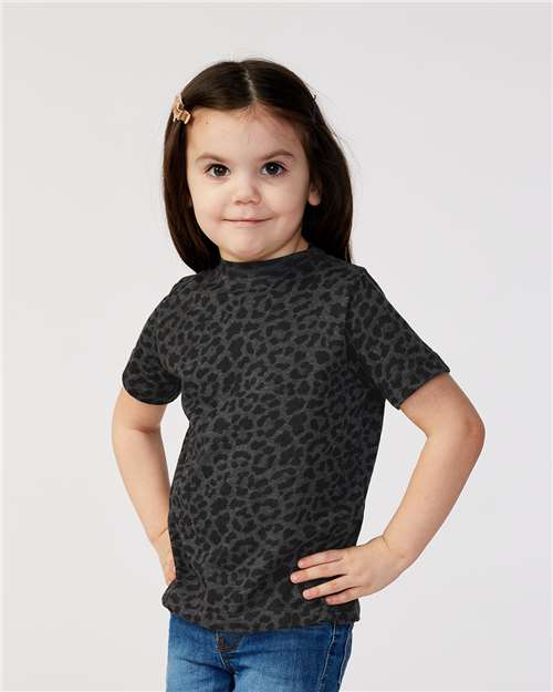 Toddler Fine Jersey T-Shirt — Soft Kids Tee [2T-5T] - Black Leopard - Front