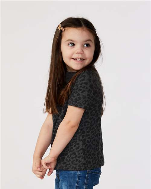 Toddler Fine Jersey T-Shirt — Soft Kids Tee [2T-5T] - Black Leopard - Side