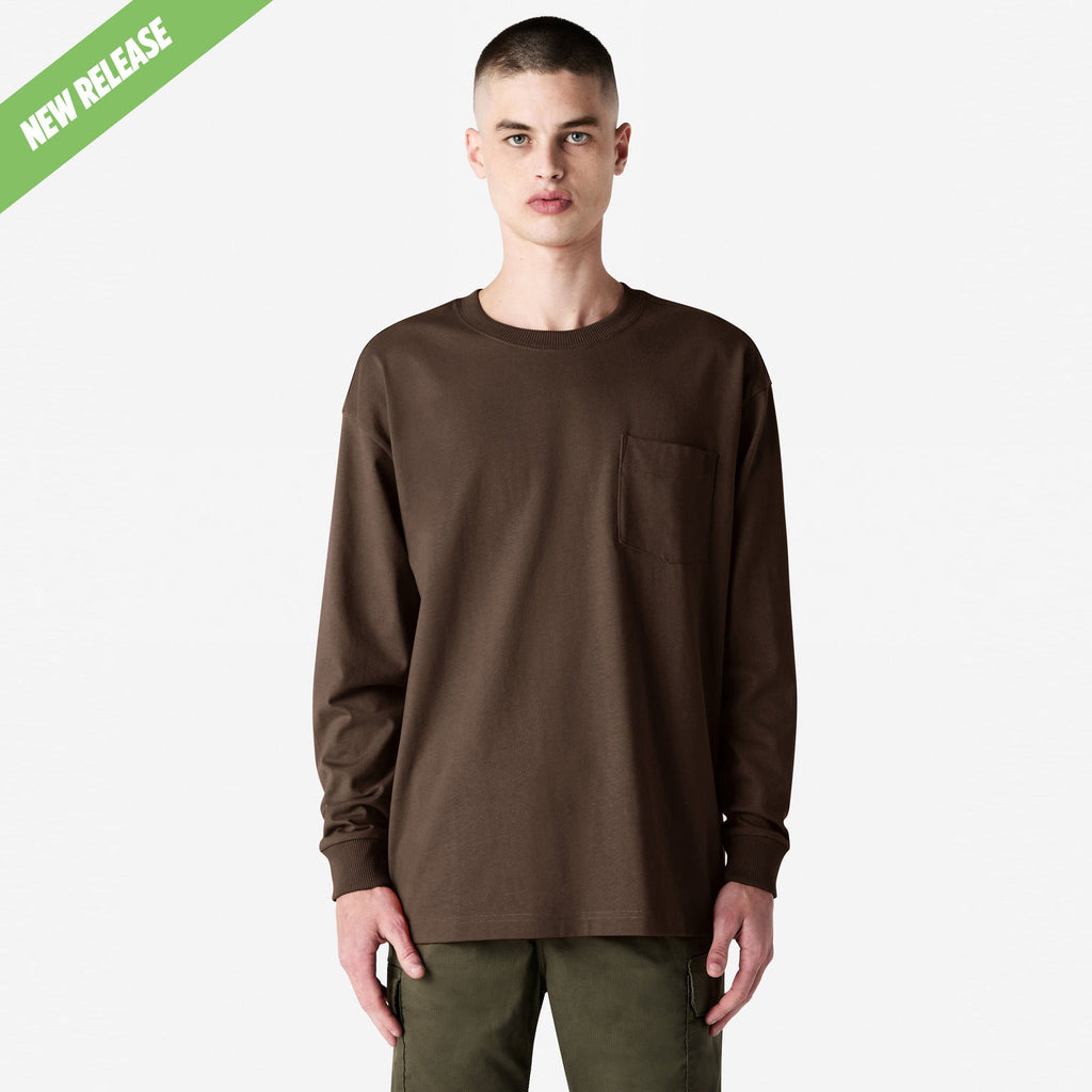 Heavyweight Long Sleeve Pocket Tee – Brown - S
