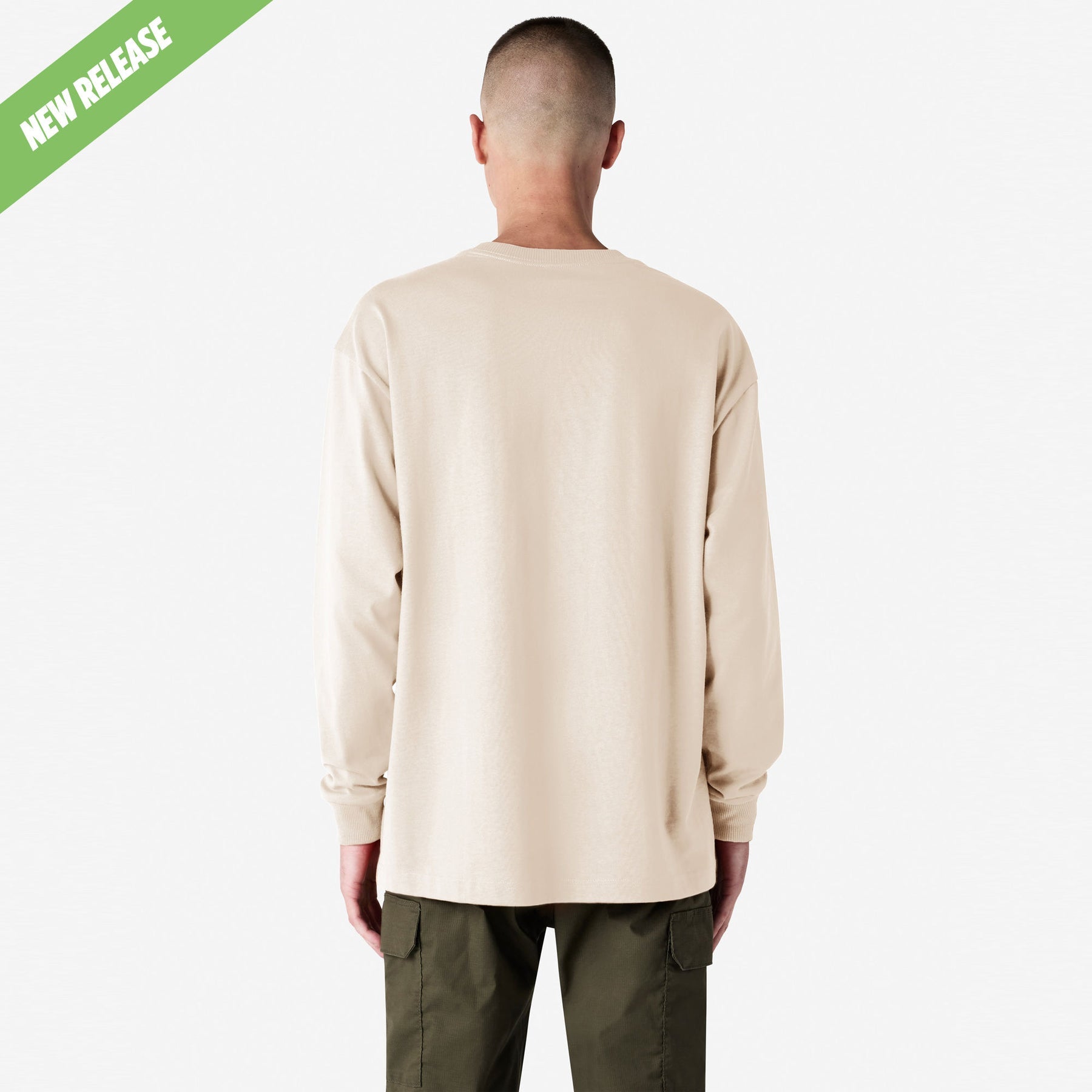 Heavyweight Long Sleeve Pocket Tee – Bone - L