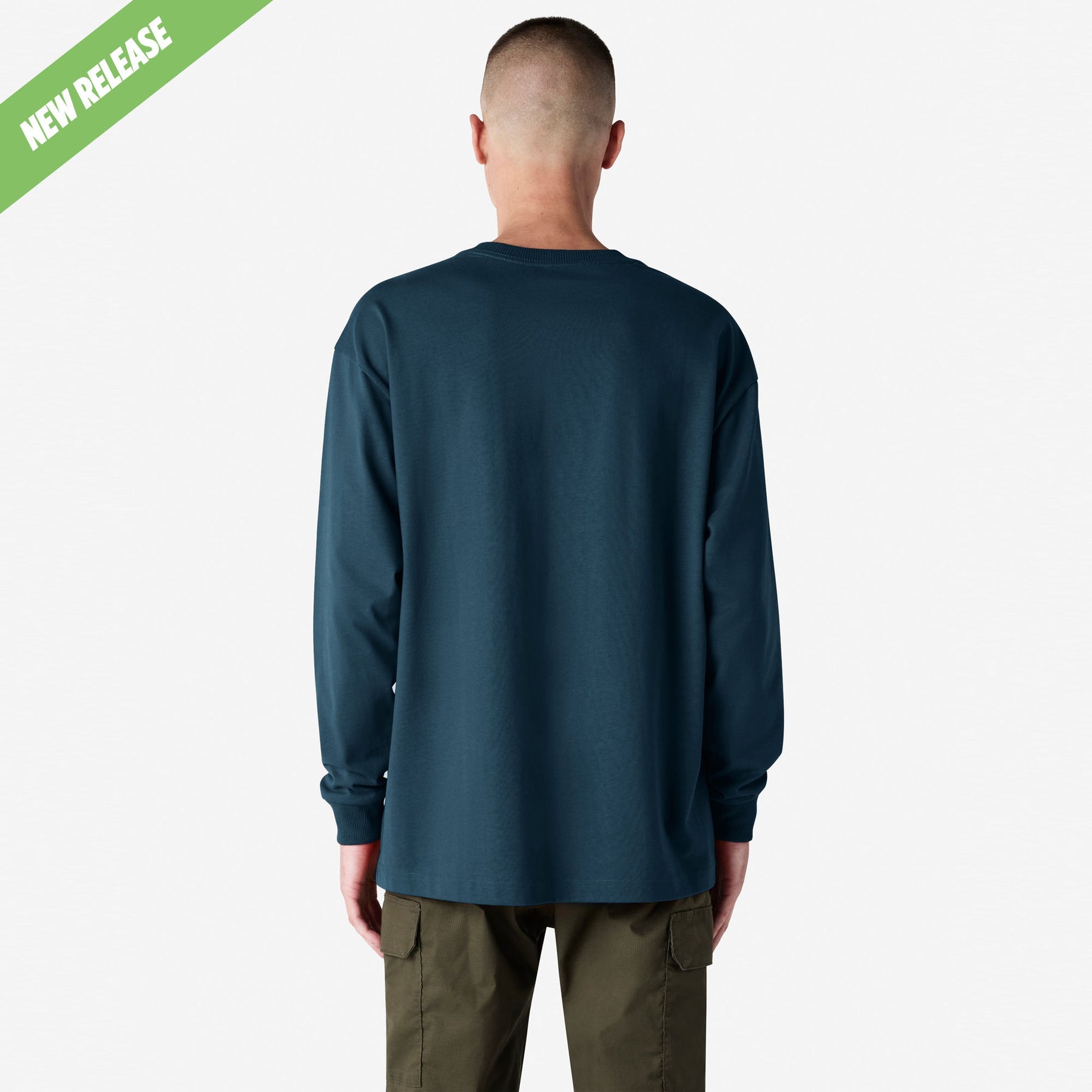 Heavyweight Long Sleeve Pocket Tee – Sea Blue - L