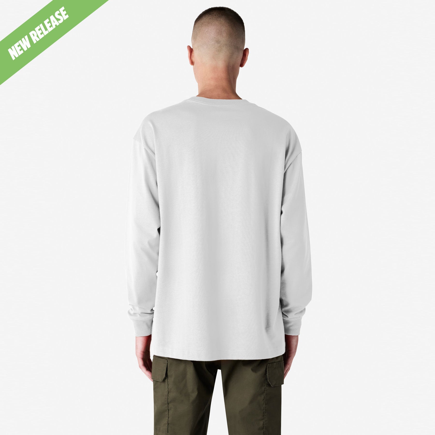 Heavyweight Long Sleeve Pocket Tee – White - L