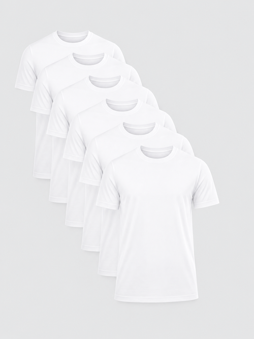 Premium Heavyweight Cotton T-Shirt 6-Pack in all White crew neck tees