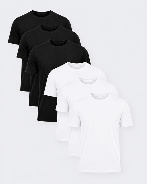 Premium Heavyweight Cotton T-Shirt 6-Pack in Black and White, three of each color