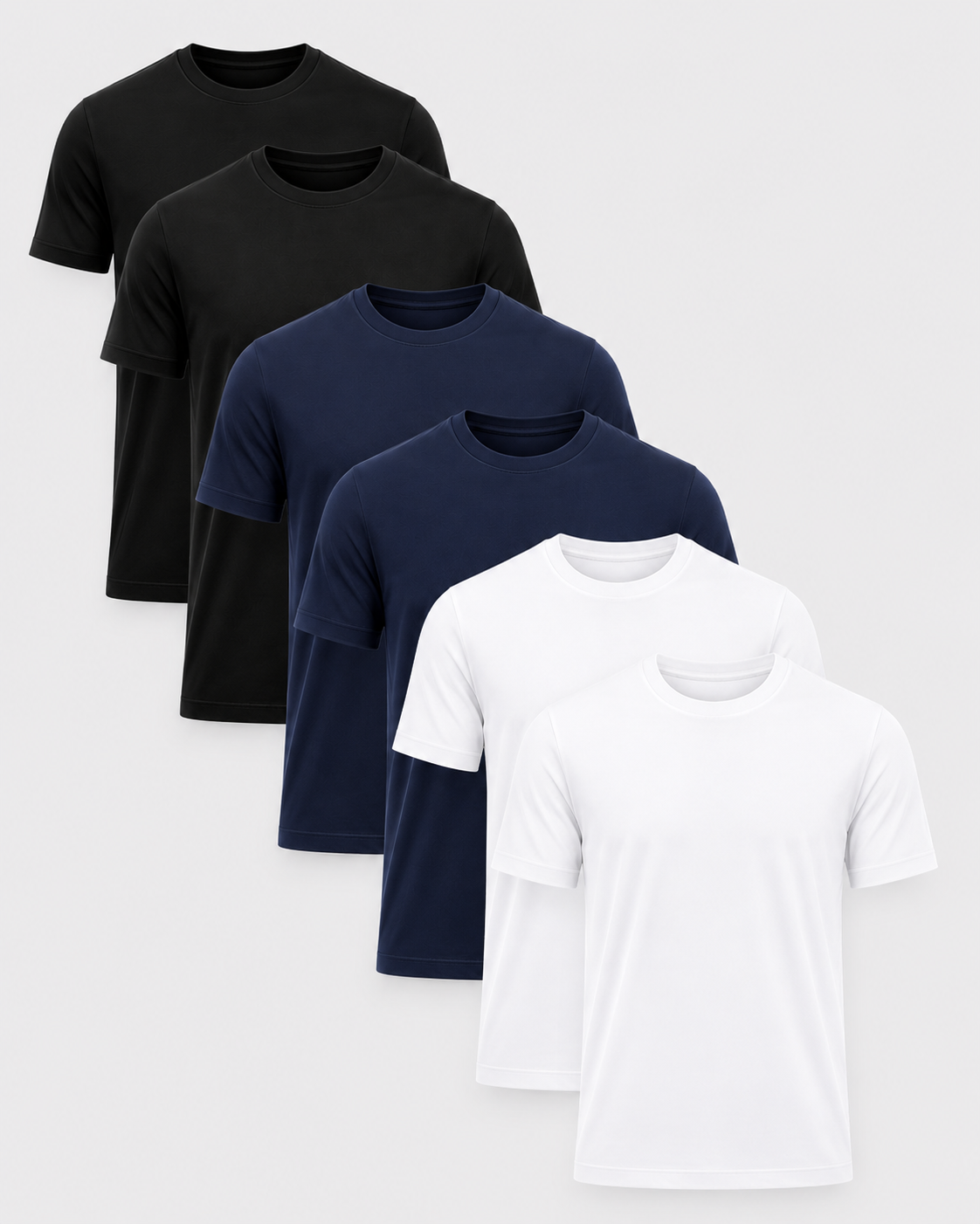Premium Heavyweight Cotton T-Shirt 6-Pack in Black, Navy, and White, two of each color