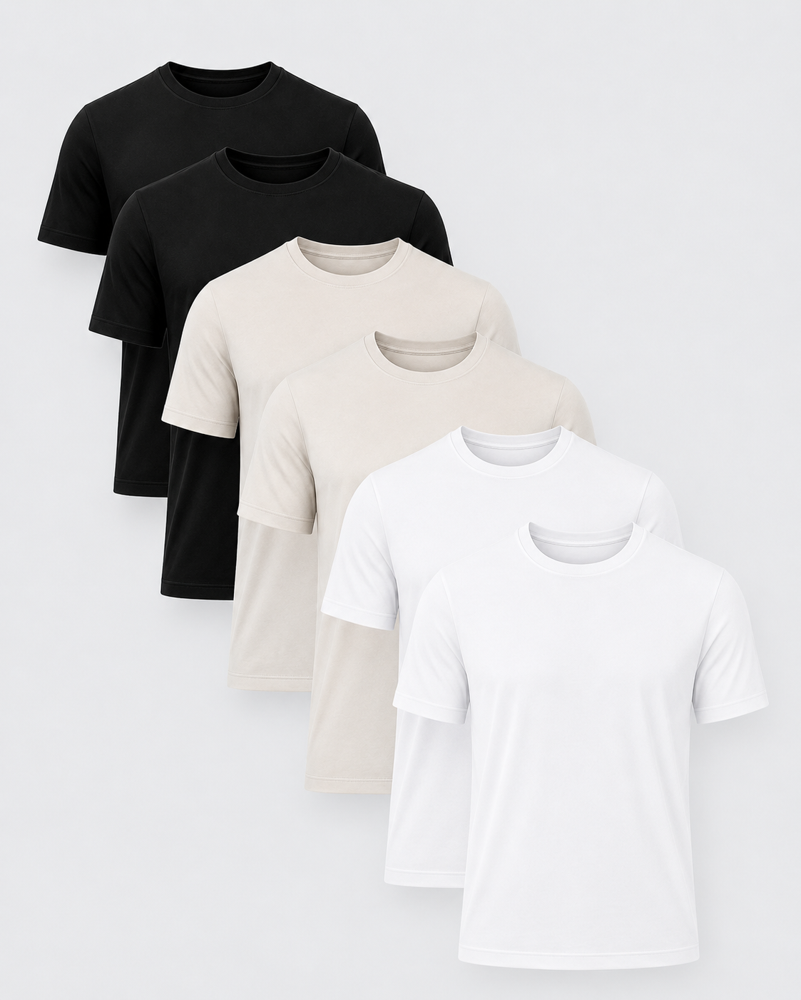 Premium Heavyweight Cotton T-Shirt 6-Pack in Black, Heather Grey, and White, two of each color