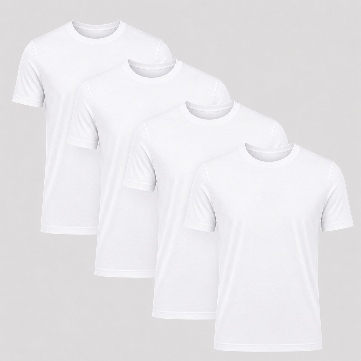 Premium Heavyweight Cotton T-Shirt 4-Pack in all White crew neck tees