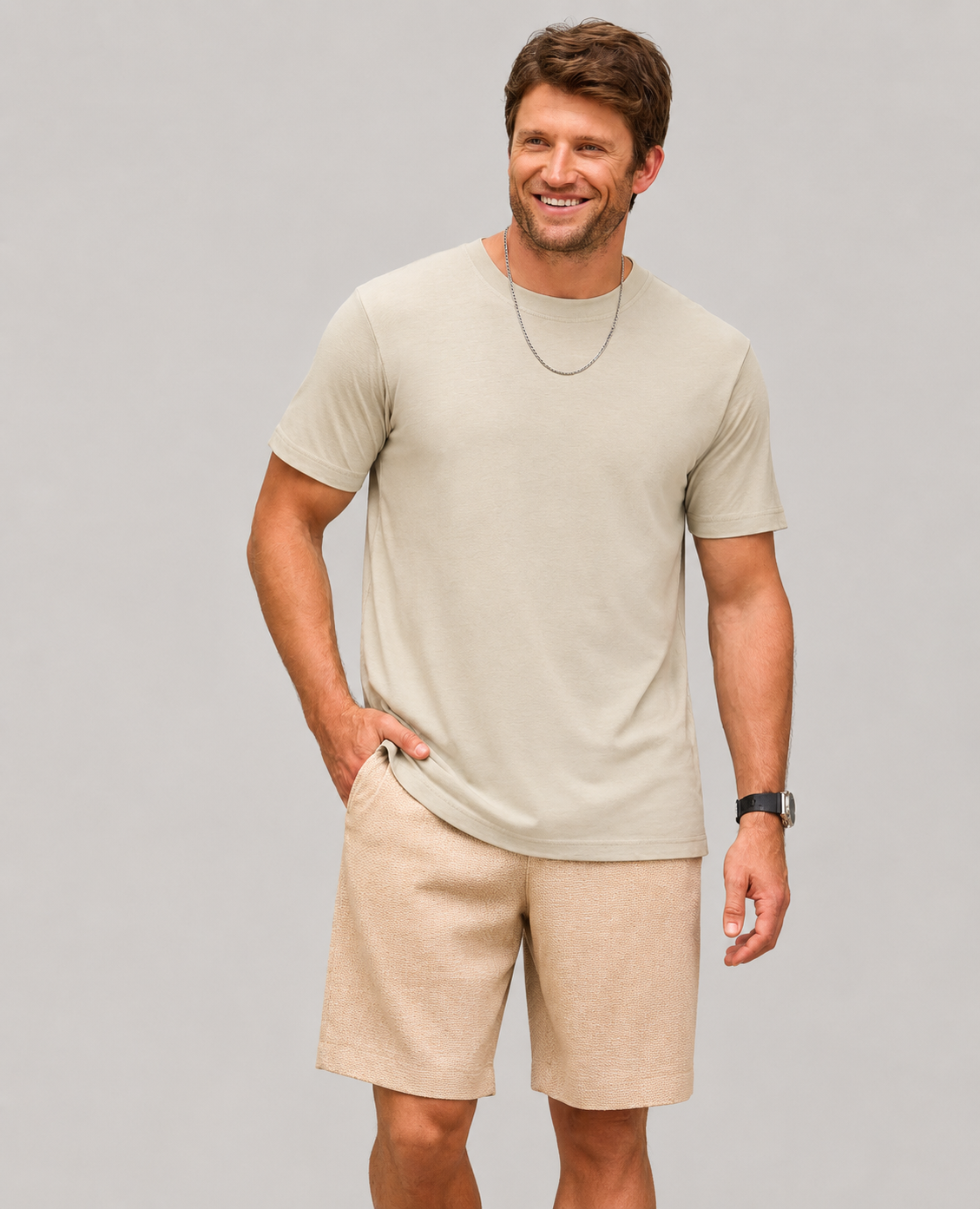 Men's bamboo crew neck t-shirt in Hazel, front view