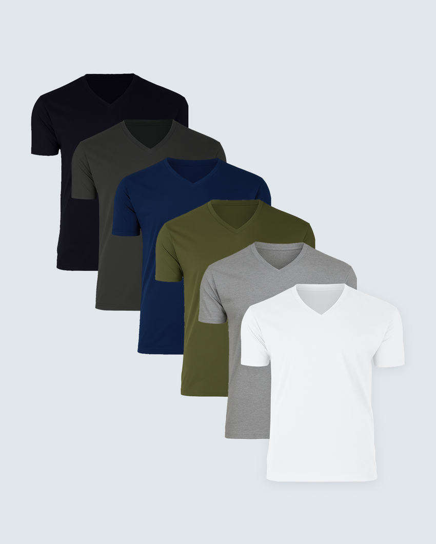 Comfy Thread Men's V-Neck T-Shirt 6-Pack, 60% Cotton | ComfyThreads