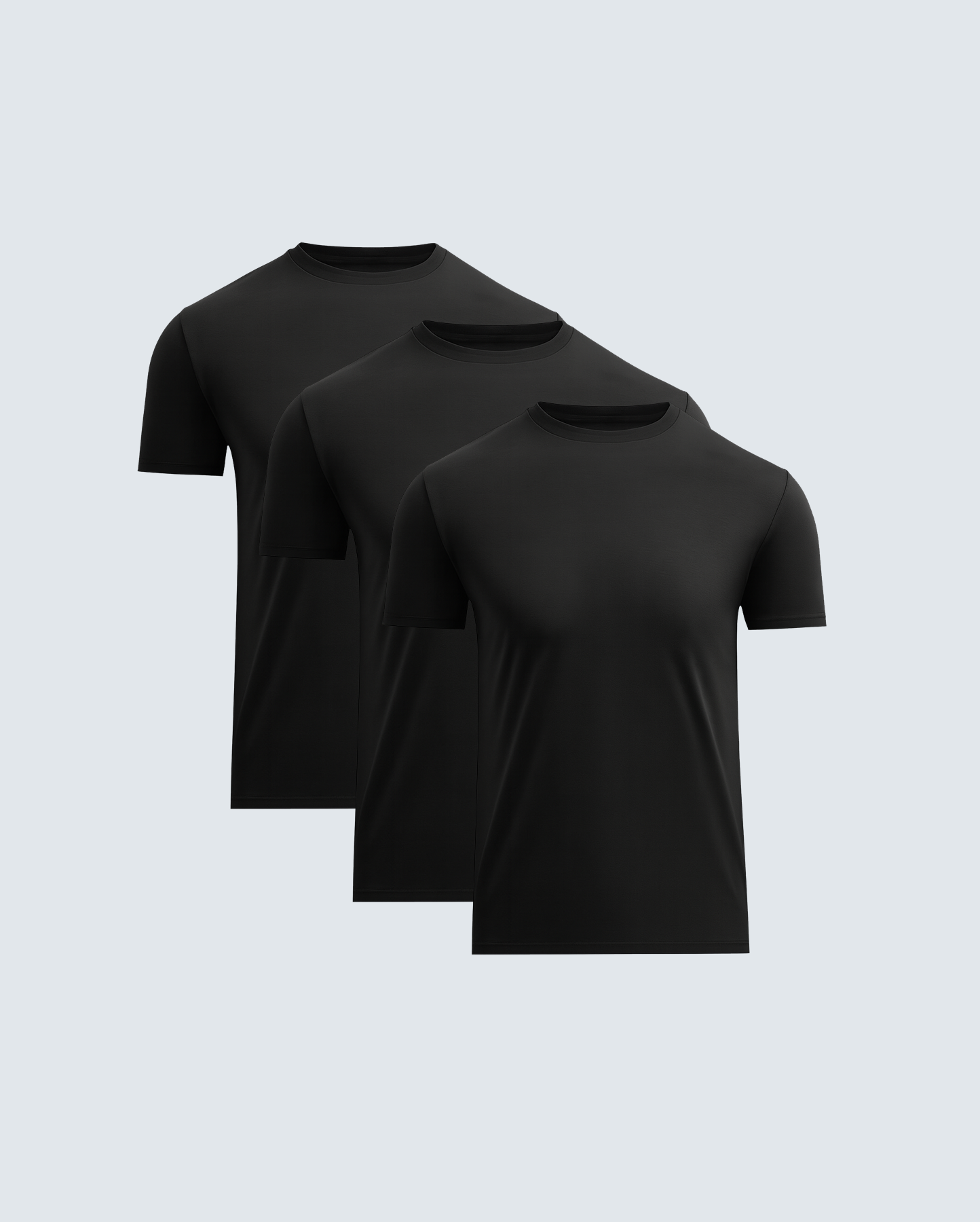 Premium Heavyweight Cotton T-Shirt 3-Pack in all Black crew neck tees