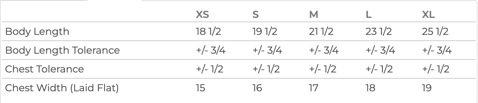 Size Chart IN