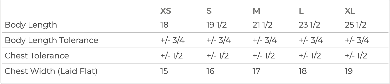 Size Chart IN