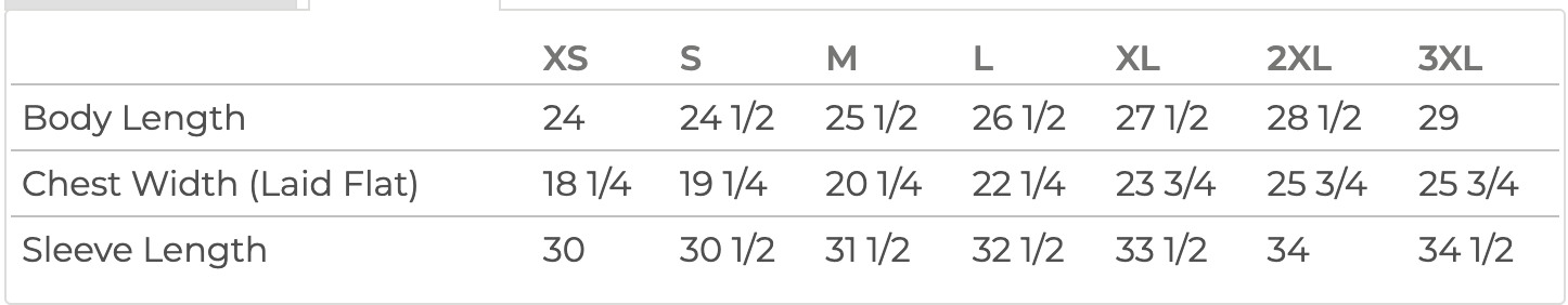 Size Chart IN